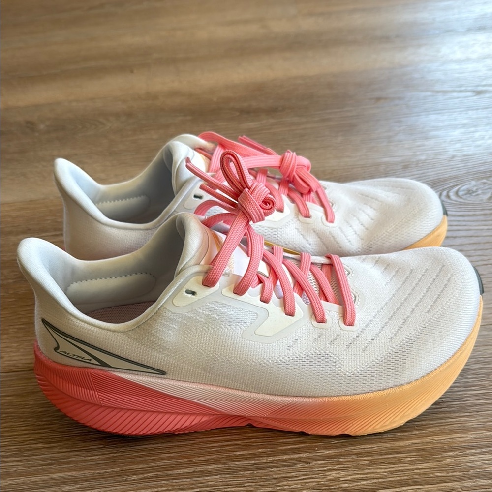 Altra White and Pink Athletic Shoes Performance Design